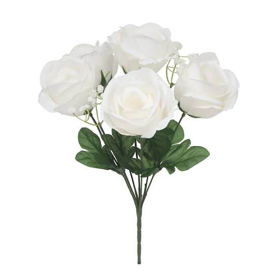 13" Rose & Baby's Breath Bush by Ashland